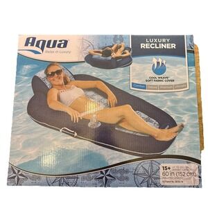 Aqua Leisure Luxury Water Recliner Lounge Pool Float w/‎ Headrest - Blue 250lb